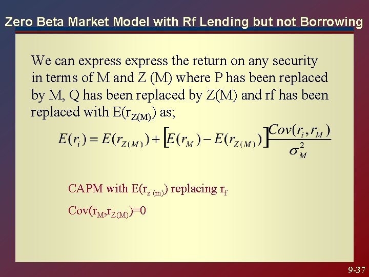 The Capital Asset Pricing Model Chapter 9 Mc