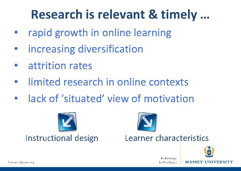 Research is relevant & timely … • • • rapid growth in online learning