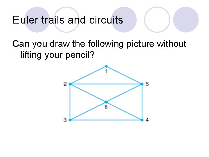 Euler trails and circuits Can you draw the following picture without lifting your pencil?