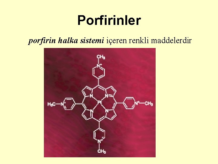 Porfirinler porfirin halka sistemi içeren renkli maddelerdir 