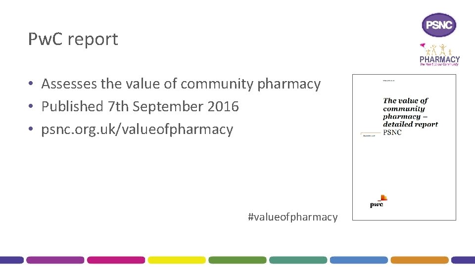 Pw. C report • Assesses the value of community pharmacy • Published 7 th