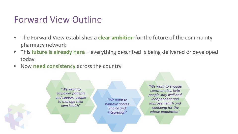 Forward View Outline • The Forward View establishes a clear ambition for the future