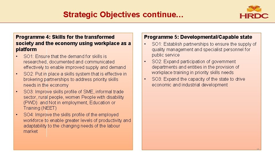 Strategic Objectives continue… Programme 4: Skills for the transformed society and the economy using