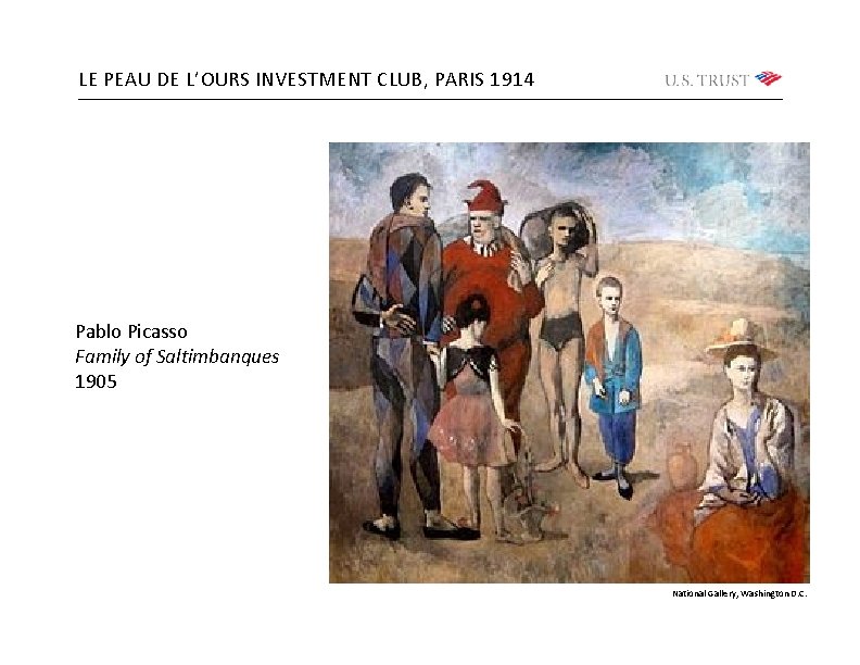 LE PEAU DE L’OURS INVESTMENT CLUB, PARIS 1914 Pablo Picasso Family of Saltimbanques 1905