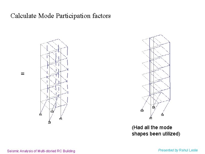 Calculate Mode Participation factors = (Had all the mode shapes been utilized) Seismic Analysis