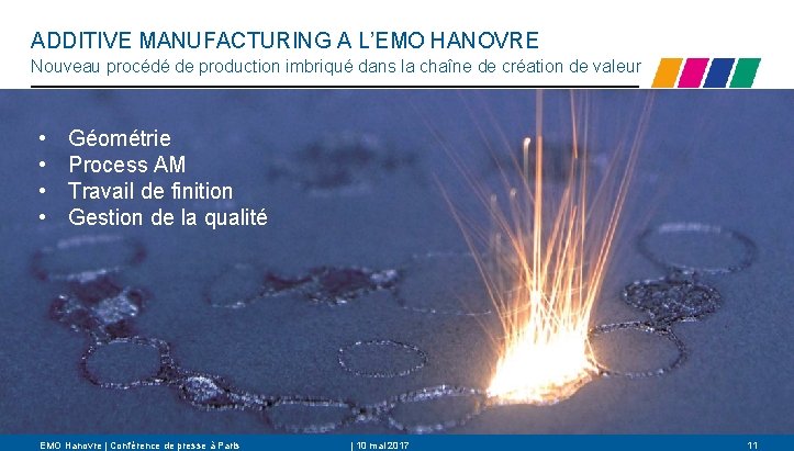 ADDITIVE MANUFACTURING A L’EMO HANOVRE Nouveau procédé de production imbriqué dans la chaîne de