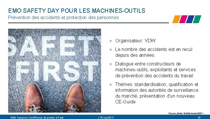 EMO SAFETY DAY POUR LES MACHINES-OUTILS Prévention des accidents et protection des personnes »