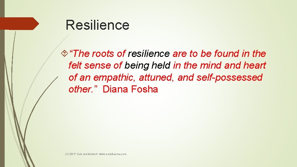 Resilience “The roots of resilience are to be found in the felt sense of
