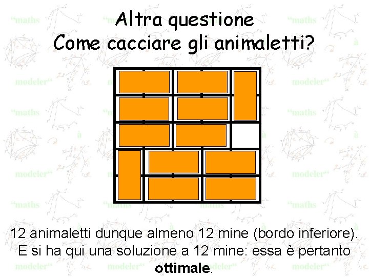 Altra questione Come cacciare gli animaletti? 12 animaletti dunque almeno 12 mine (bordo inferiore).