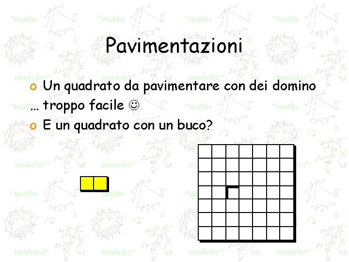 Pavimentazioni o Un quadrato da pavimentare con dei domino … troppo facile o E