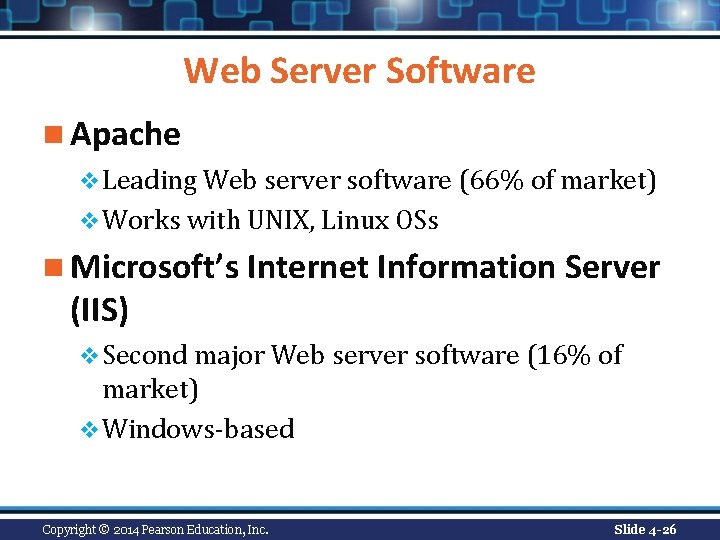 Web Server Software n Apache v Leading Web server software (66% of market) v