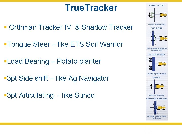 True. Tracker § Orthman Tracker IV & Shadow Tracker §Tongue Steer – like ETS
