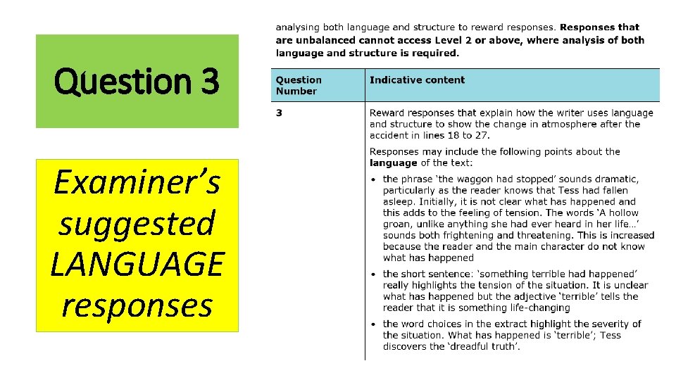 Question 3 Examiner’s suggested LANGUAGE responses 