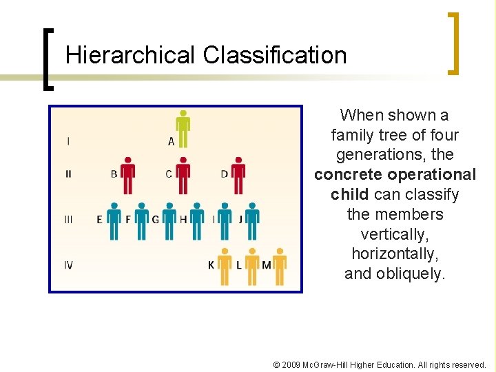 Hierarchical Classification When shown a family tree of four generations, the concrete operational child
