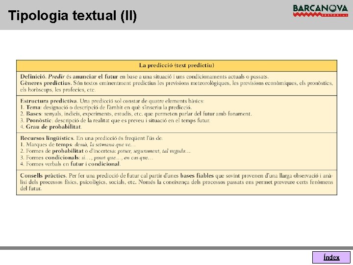 Tipologia textual (II) Índex 