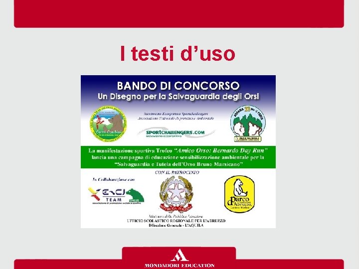 I testi d’uso 