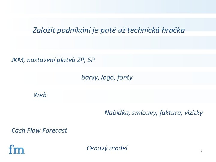 Založit podnikání je poté už technická hračka JKM, nastavení plateb ZP, SP barvy, logo,