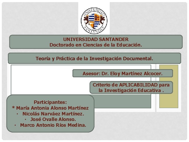 UNIVERSIDAD SANTANDER Doctorado en Ciencias de la Educación. Teoría y Práctica de la Investigación