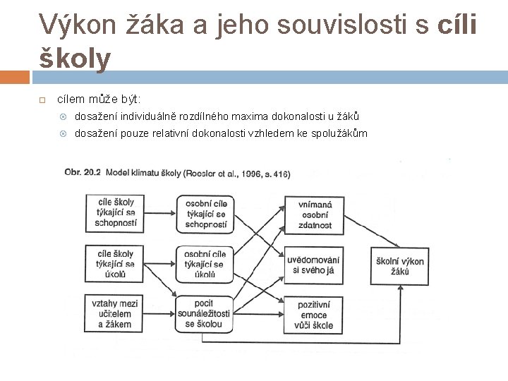 Výkon žáka a jeho souvislosti s cíli školy cílem může být: dosažení individuálně rozdílného