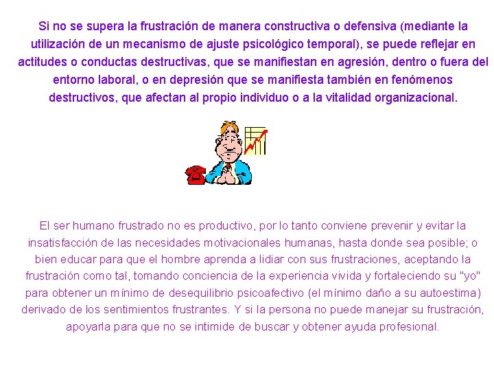 Si no se supera la frustración de manera constructiva o defensiva (mediante la utilización