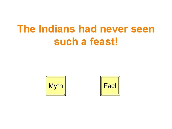 The Indians had never seen such a feast! Myth Fact 