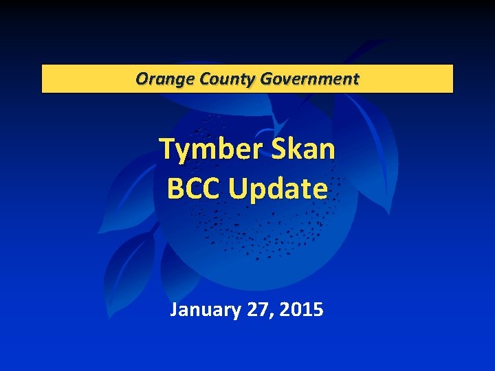 Orange County Government Tymber Skan BCC Update January 27, 2015 
