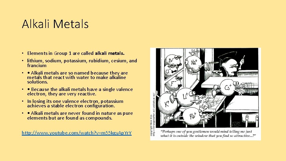 Alkali Metals • Elements in Group 1 are called alkali metals. • lithium, sodium,