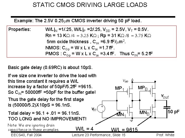 STATIC CMOS DRIVING LARGE LOADS Example: The 2. 5 V 0. 25 mm CMOS