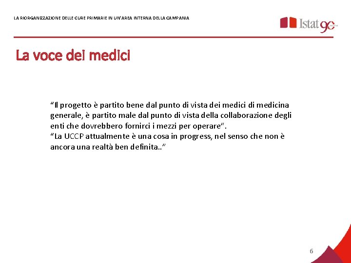 LA RIORGANIZZAZIONE DELLE CURE PRIMARIE IN UN’AREA INTERNA DELLA CAMPANIA La voce dei medici