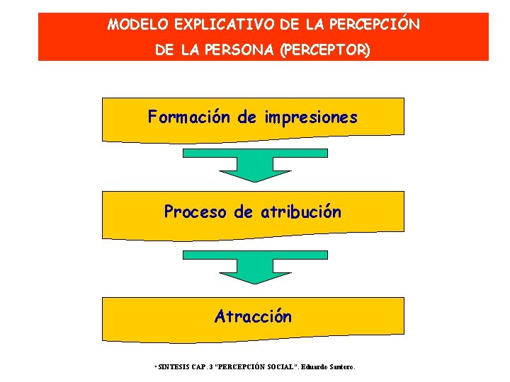 MODELO EXPLICATIVO DE LA PERCEPCIÓN DE LA PERSONA (PERCEPTOR) Formación de impresiones Proceso de