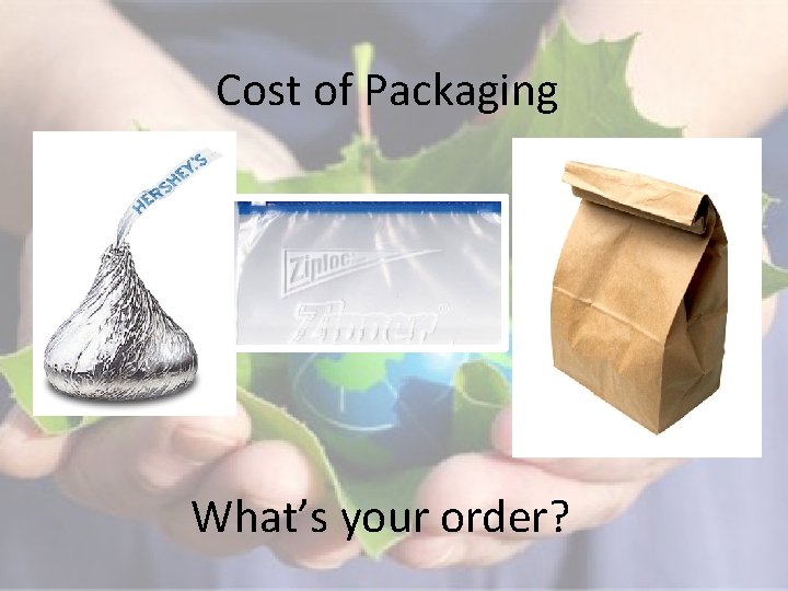 Cost of Packaging What’s your order? 