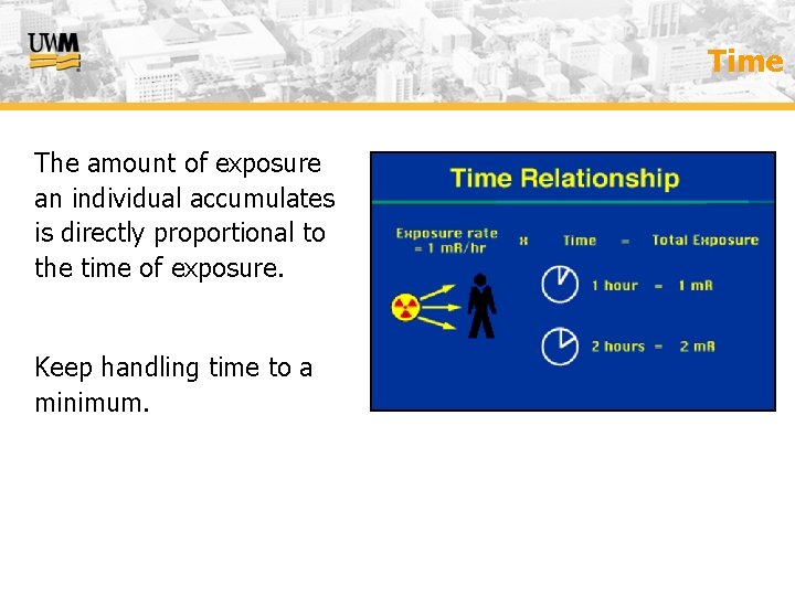 Time The amount of exposure an individual accumulates is directly proportional to the time
