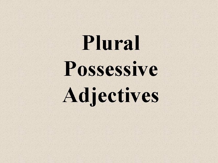 Plural Possessive Adjectives 