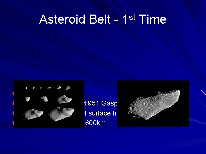 Asteroid Belt - 1 st Time October 29, 1991 Encountered Asteroid 951 Gaspra Photographed