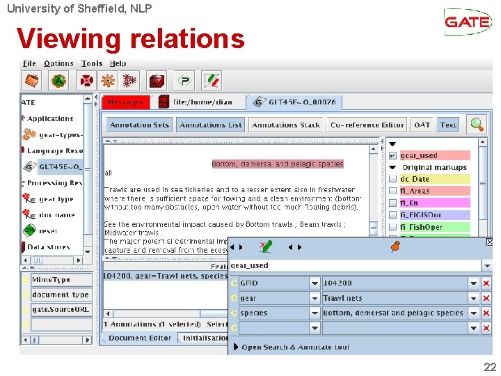 University of Sheffield, NLP Viewing relations 22 