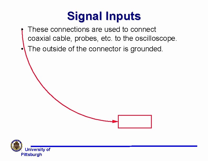 Signal Inputs • These connections are used to connect coaxial cable, probes, etc. to Signal Inputs • These connections are used to connect coaxial cable, probes, etc. to