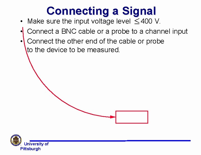 Connecting a Signal • Make sure the input voltage level £ 400 V. • Connecting a Signal • Make sure the input voltage level £ 400 V. •