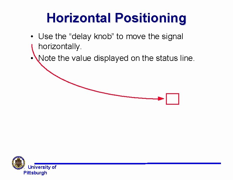 Horizontal Positioning • Use the “delay knob” to move the signal horizontally. • Note Horizontal Positioning • Use the “delay knob” to move the signal horizontally. • Note