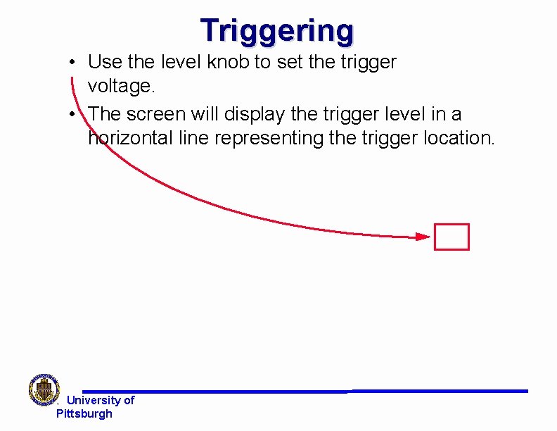 Triggering • Use the level knob to set the trigger voltage. • The screen Triggering • Use the level knob to set the trigger voltage. • The screen