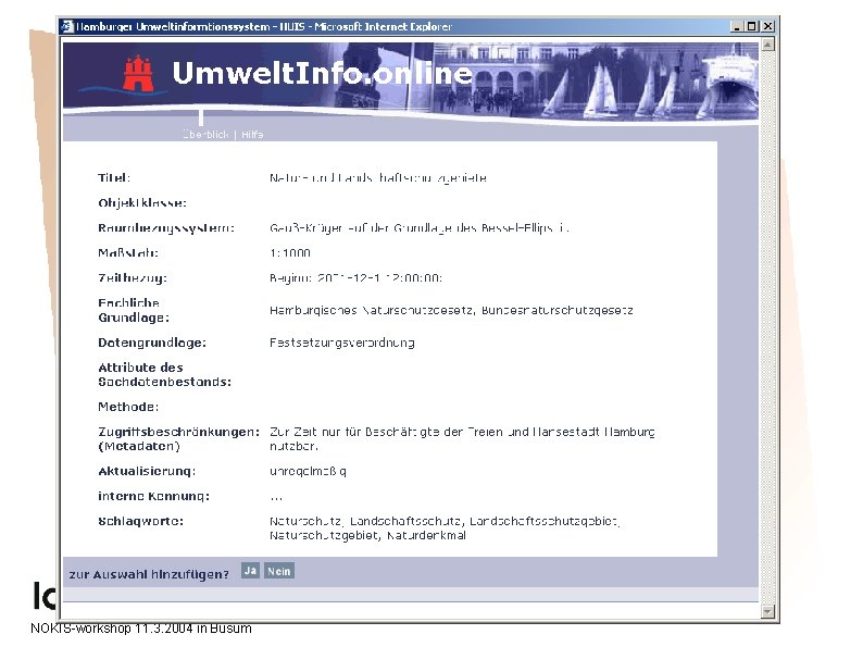 NOKIS-workshop 11. 3. 2004 in Büsum 