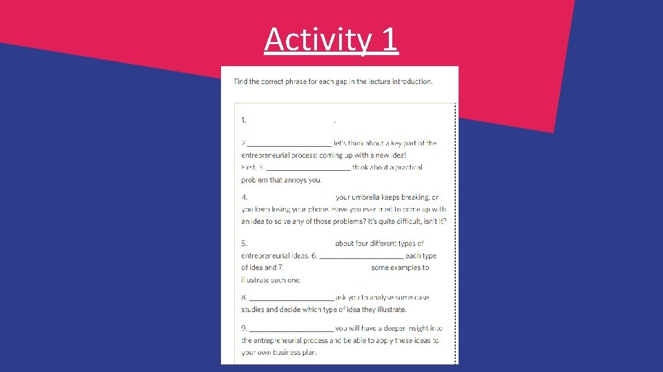 Activity 1 