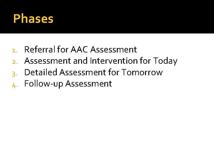 Phases 1. 2. 3. 4. Referral for AAC Assessment and Intervention for Today Detailed