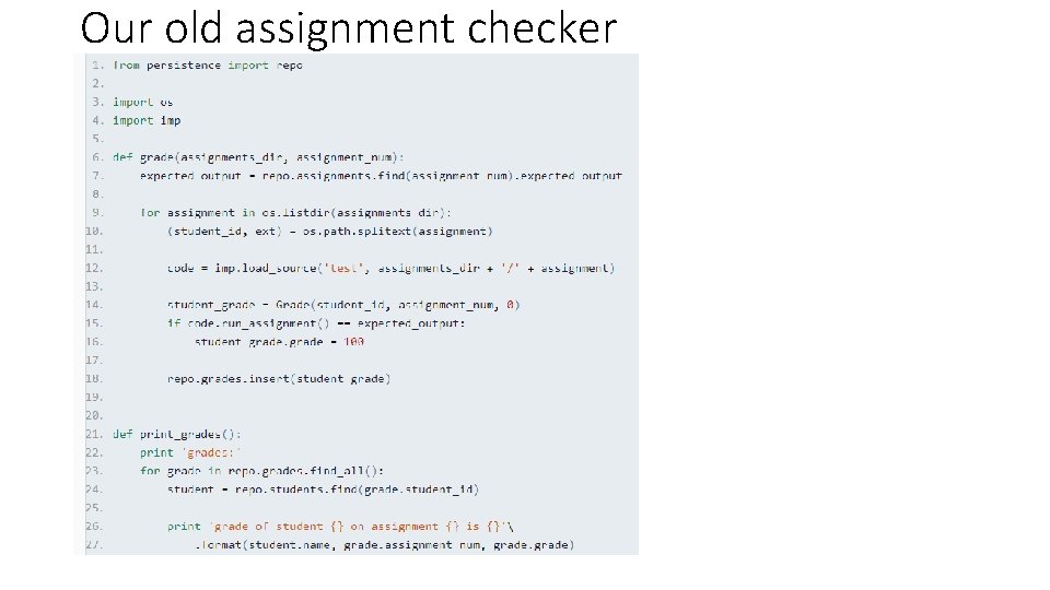 Our old assignment checker 