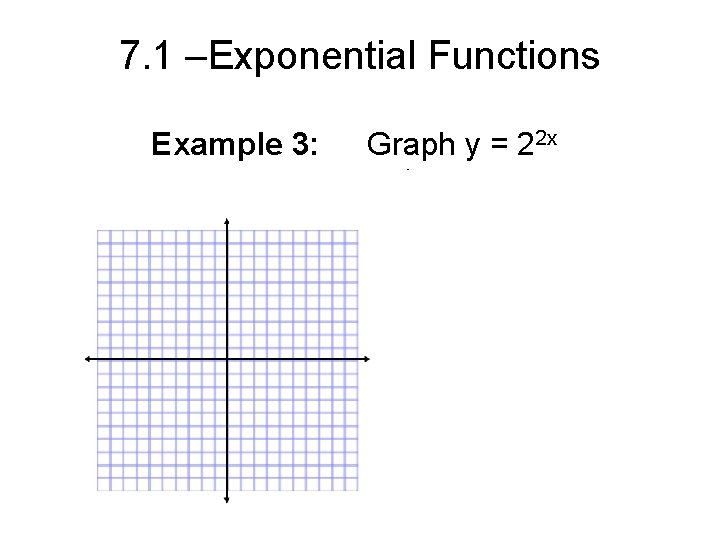 7. 1 –Exponential Functions Example 3: Graph y = 22 x 