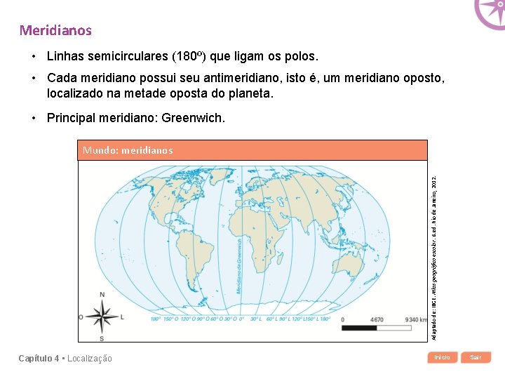Meridianos • Linhas semicirculares (180º) que ligam os polos. • Cada meridiano possui seu Meridianos • Linhas semicirculares (180º) que ligam os polos. • Cada meridiano possui seu