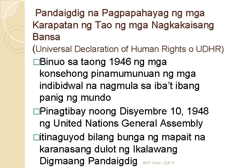 Pandaigdig na Pagpapahayag ng mga Karapatan ng Tao ng mga Nagkakaisang Bansa (Universal Declaration