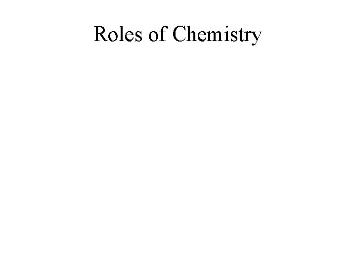 Roles of Chemistry 