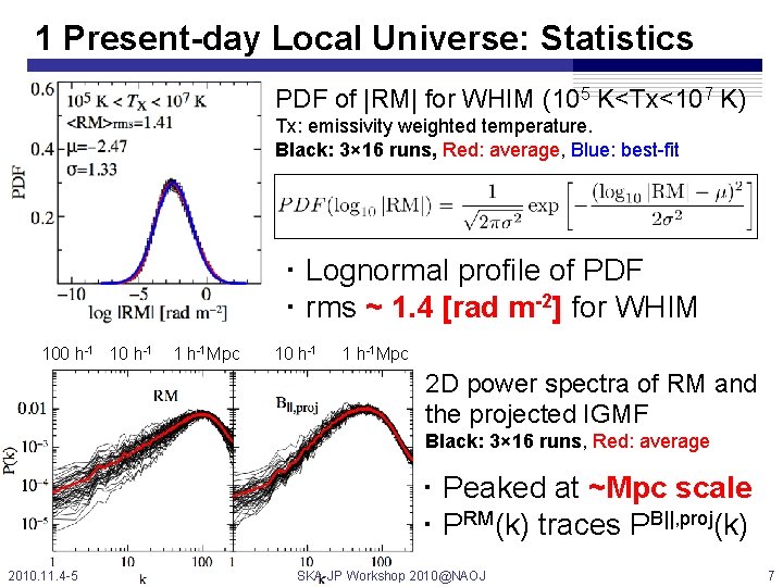 1 Present-day Local Universe: Statistics PDF of |RM| for WHIM (105 K<Tx<107 K) Tx: