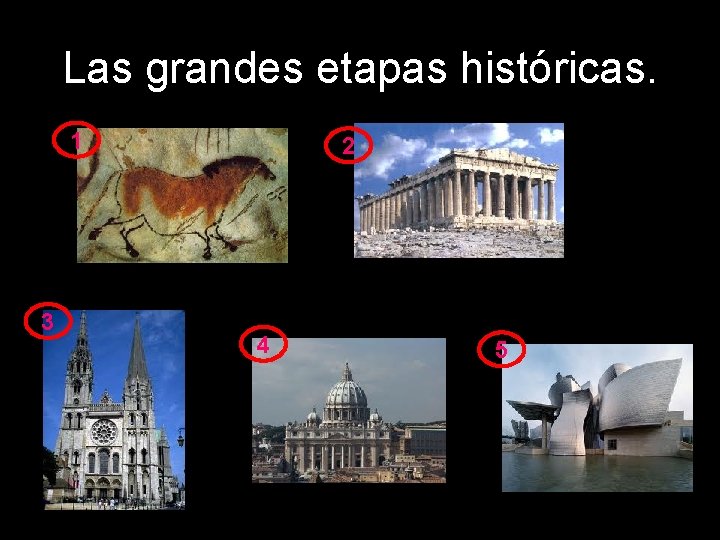 Las grandes etapas históricas. 1 3 2 4 5 