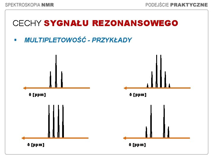 CECHY SYGNAŁU REZONANSOWEGO § MULTIPLETOWOŚĆ - PRZYKŁADY δ [ppm] 